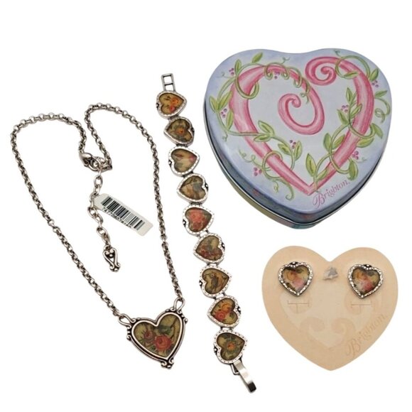 Brighton Chintz China 3-Piece Jewelry Set W/ Gift Tin Necklace Bracelet Earrings - Picture 1 of 9
